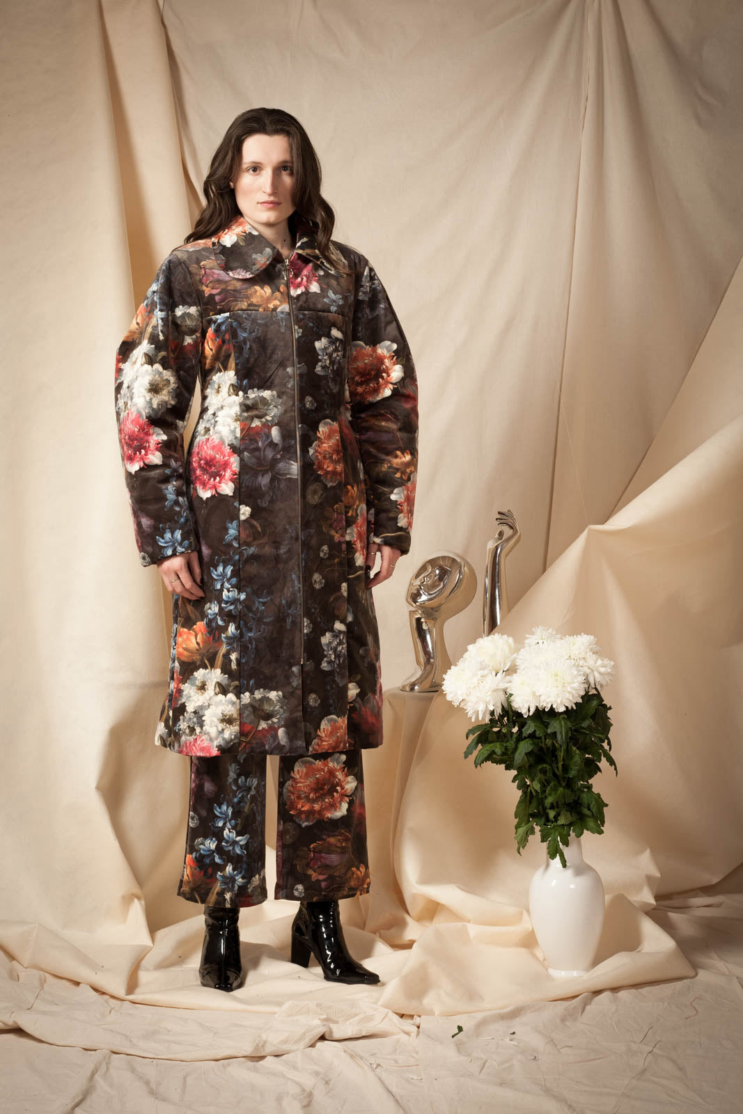Floral Velvet Bar Coat