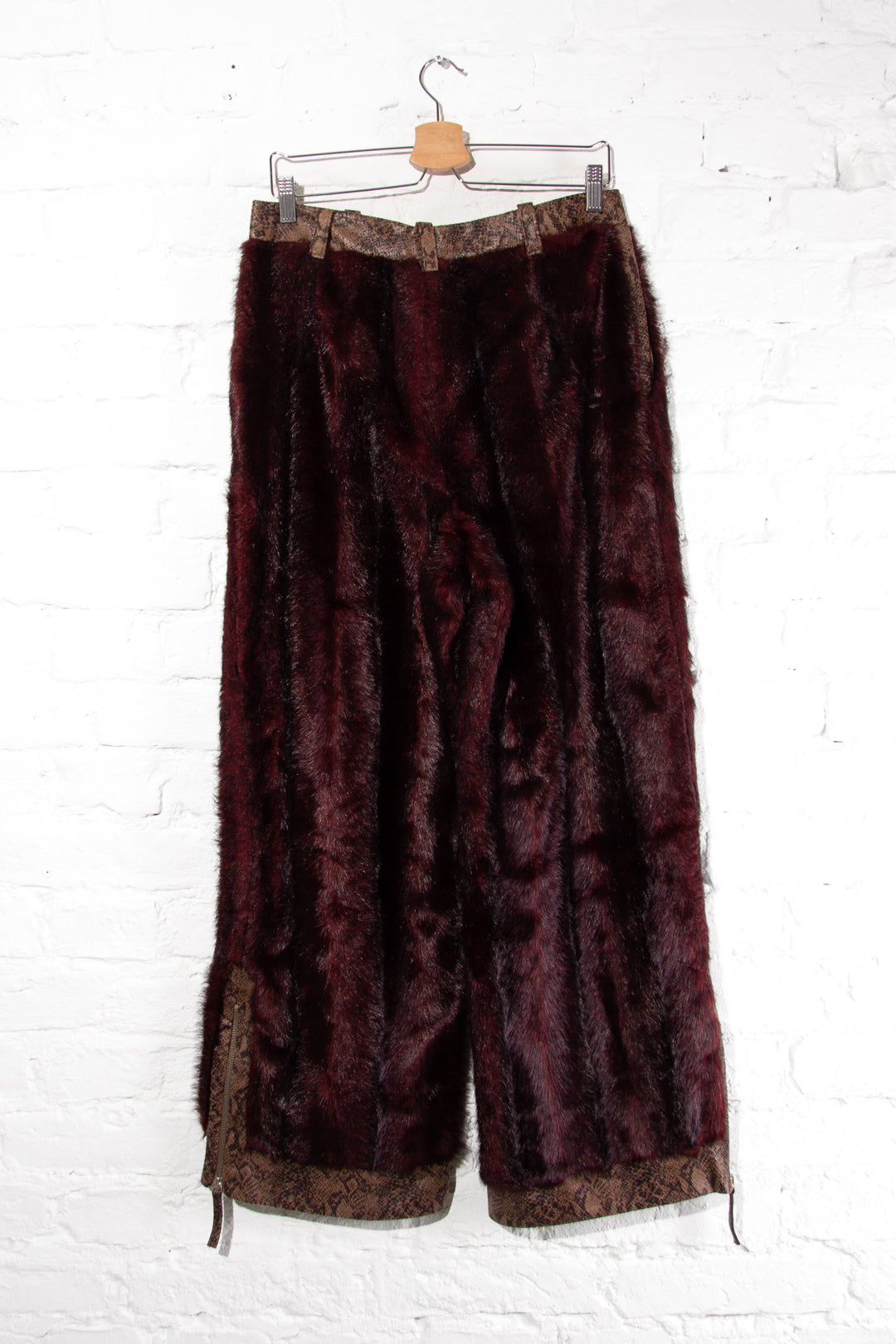 Red Faux Fur Trousers
